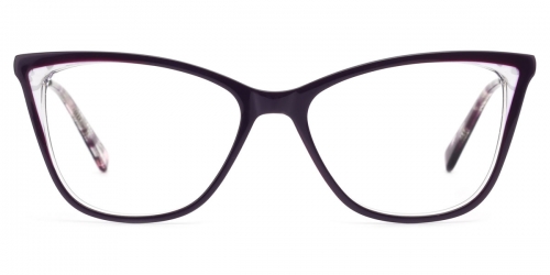 Vkyee prescription cat eye female eyeglasses in acetate material, front color purple.