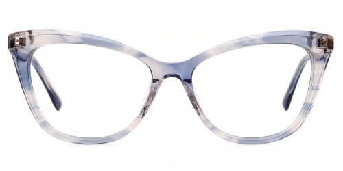 Vkyee prescription cat-eye women eyeglasses in acetate material, front color blue.

