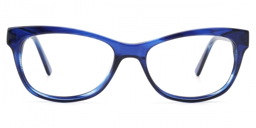 Vkyee prescription cat-eye women eyeglasses in acetate materials, front color blue.