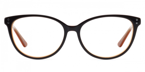 Vkyee prescription oval women eyeglasses in acetate materials, front color brown.