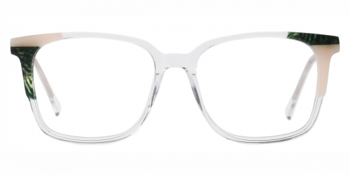 Vkyee prescription women eyeglasses in square shape made by acetate material, front color clear
