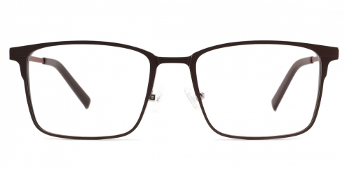 Vkyee prescription men eyeglasses in rectangle shape with titanium  material,  ,front color brown .