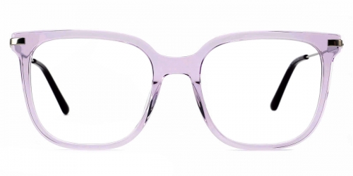Vkyee prescription rectangle unisex eyeglasses in mixed materials, front  color purple.