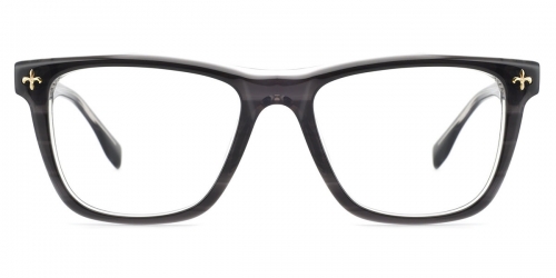 Vkyee prescription square unisex eyeglasses in mixed material, front color stripes/black .
