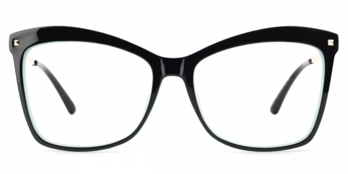 Vkyee prescription square female eyeglasses in TR90 material and mixed materials ,front color green .
