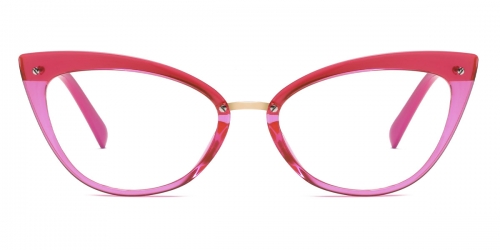 Vkyee prescription optical eyeglasses women cateye TR90 frame,front color pink