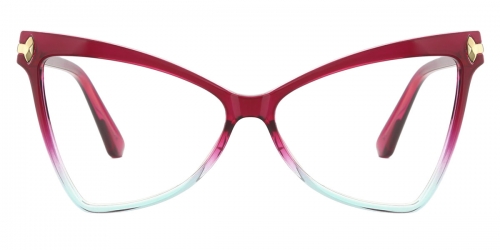 Vkyee prescription optical eyeglasses women gemetric TR90 frame,front color purple