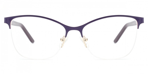 Vkyee prescription rectangle women eyeglasses in metal material, front color purple