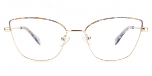 Vkyee prescription square women eyeglasses in metal materials, front color flower.