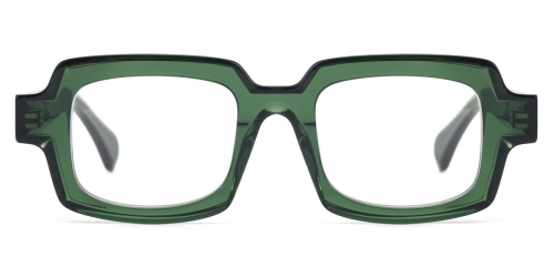 Vkyee prescription square women eyeglasses in mixed materials, front color green.
