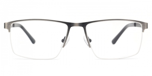 Vkyee prescription men eyeglasses square in shape with metal material, front color silver.
