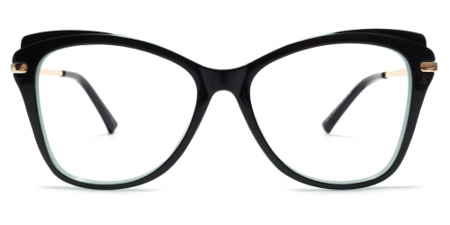 Vkyee prescription geometric women eyeglasses in other plastic materials, front color black-green