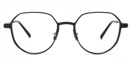 Vkyee prescription round unisex eyeglasses in titanium material, front color grey-gun