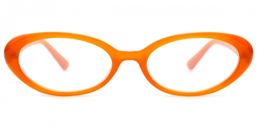 Vkyee prescription women eyeglasses oval in shape with acetate material, front color orange.