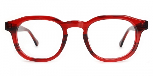 Vkyee prescription oval unisex eyeglasses in acetate material, front color red