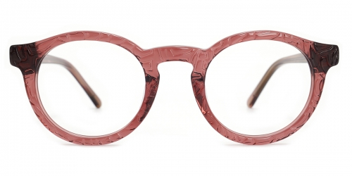 Vkyee prescription round unisex eyeglasses in acetate material, front color pink