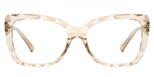 Vkyee prescription square women eyeglasses in TR material, front color champagne.