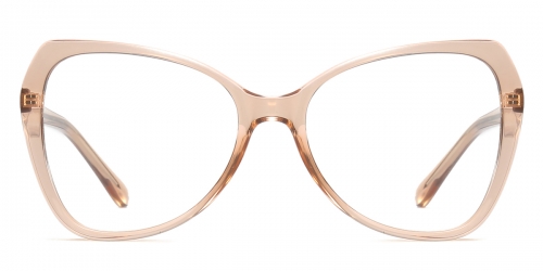 Vkyee prescription square female eyeglasses in TR90 material, front color champagne.