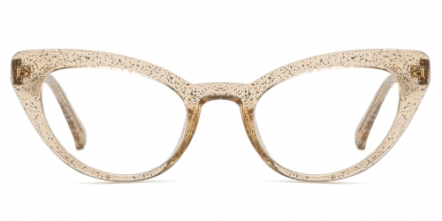 Vkyee prescription cat eye female eyeglasses in TR90 material, front   color champagne.