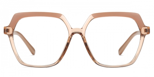 Vkyee prescription geometric female eyeglasses in TR90 material, front color champagne.