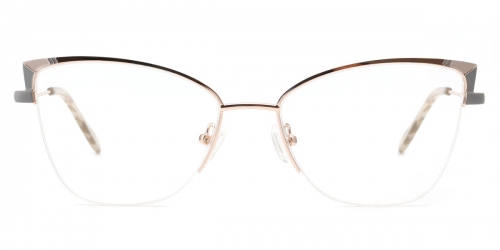 Vkyee prescription women eyeglasses square in shape with metal material, front color grey.
