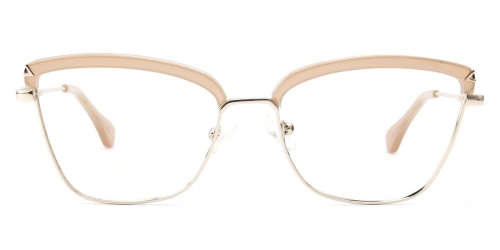 Vkyee prescription women eyeglasses square in shape with mixed materials, front color pink.