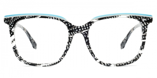 Vkyee prescription square women eyeglasses in acetate material, front color blue.