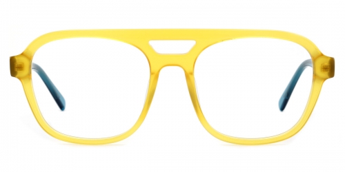 Vkyee prescription square unisex sunglasses in acetate materials, front color yellow.