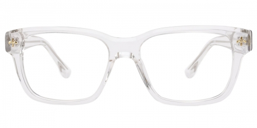 Vkyee prescription rectangle unisex eyeglasses in acetate materials, front color clear.