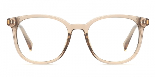 Vkyee prescription optical eyeglasses unisex  round acetate frame,front color brown