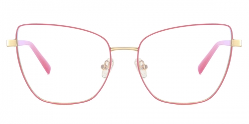 Vkyee prescription optical eyeglasses female square metal two-tone frame,front color pink