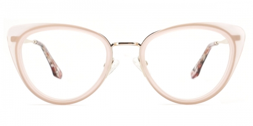 Vkyee prescription oval women eyeglasses in mixed material, front color pink