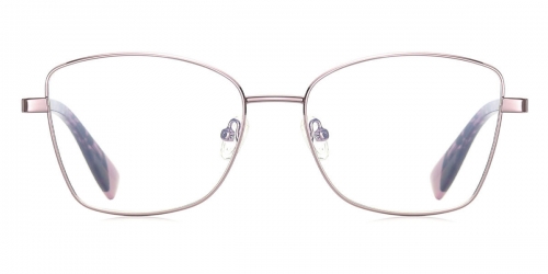 Vkyee prescription optical eyeglasses female oval metal frame,front color purple