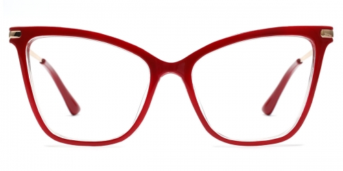 Vkyee prescription women eyeglasses in cat-eye shape made by plastic material, front color red