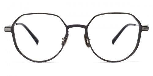 Vkyee prescription round unisex eyeglasses in titanium material, front color grey