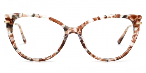 Vkyee prescription oval women eyeglasses in plastic materials, front color flower.