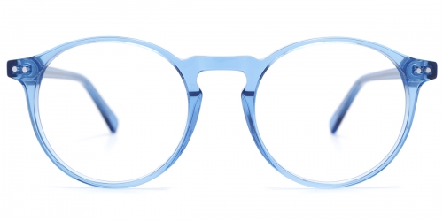 Vkyee prescription women eyeglasses in round shape made by acetate material, front color blue