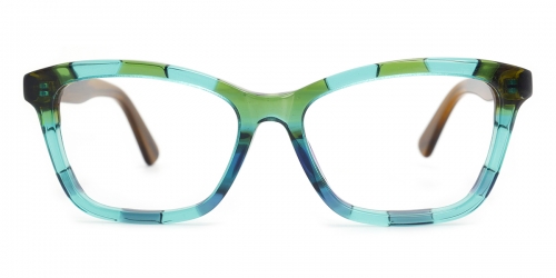 Vkyee prescription rectangle female eyeglasses in acetate material, front color green