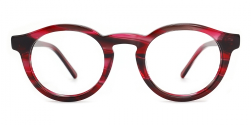 Vkyee prescription round unisex eyeglasses in acetate material, front color red