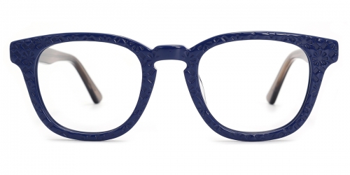 Vkyee prescription oval unisex eyeglasses in acetate material, front color blue-brown