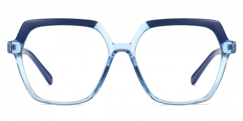 Vkyee prescription geometric female eyeglasses in TR90 material, front color blue.
