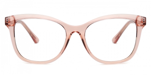 Vkyee prescription square female eyeglasses in TR90 material, front color pink.