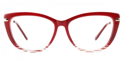 Vkyee prescription oval women eyeglasses in TR90 material, front  color red.