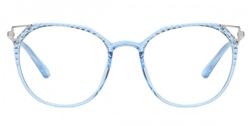 Vkyee prescription round women eyeglasses in TR90 material,front  color blue.