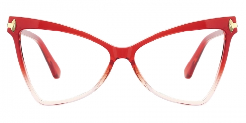 Vkyee prescription optical eyeglasses women gemetric TR90 frame,front color red
