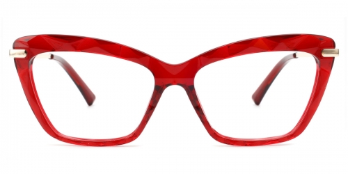 Vkyee prescription square female eyeglasses in TR90 material and mixed materials ,front color red .