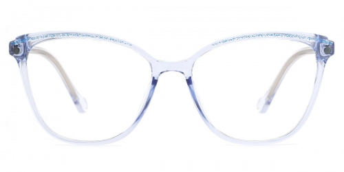 Vkyee prescription square female eyeglasses in acetate material, front color blue .