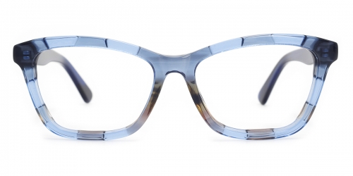 Vkyee prescription rectangle female eyeglasses in acetate material, front color blue.