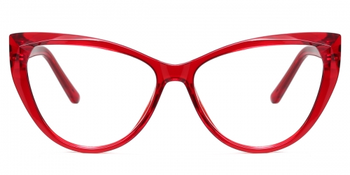 Vkyee prescription optical eyeglasses female oval TR90 frame,front color red 
