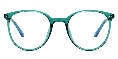 Vkyee prescription round women eyeglasses in TR90 material,front  color green.